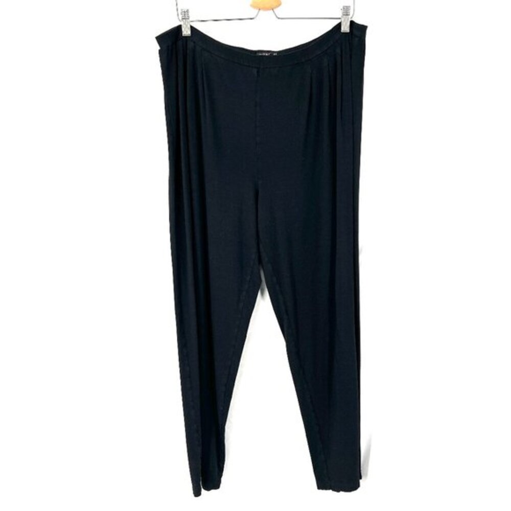 Eileen Fisher comfortable stretch pants slight‎ pleats elastic waist comfy L